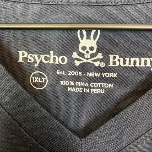 Psycho Bunny Mens Classic V Neck Tee in Navy - Picture 6 of 8
